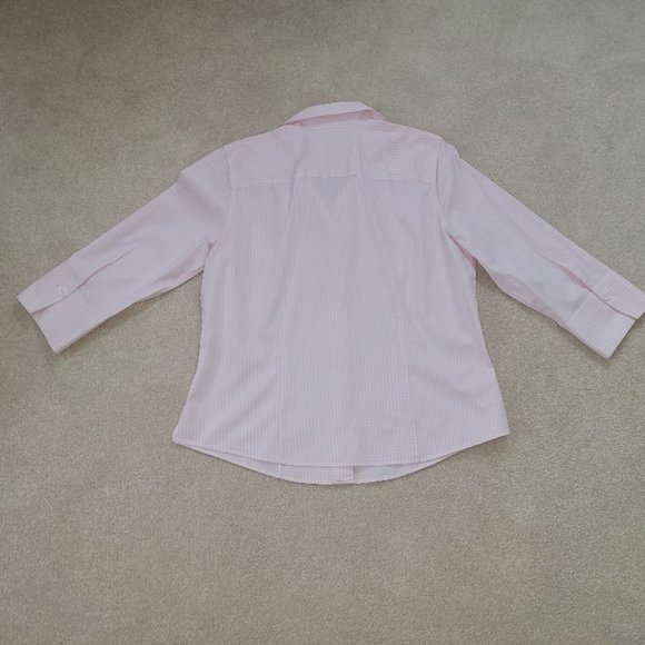 Foxcroft Women's Fitted Pink/White Checked Shirt NWOT Size 12 - Picture 12 of 13